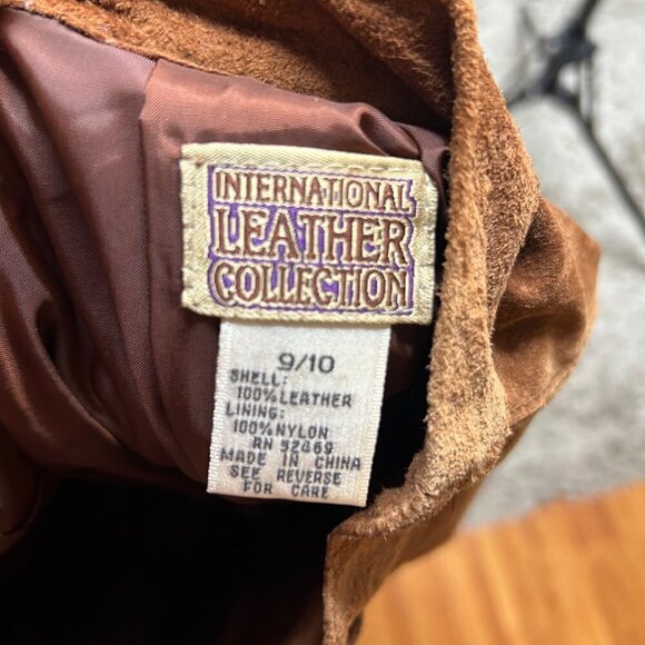 International Leather Collection Womens Vintage Short Size 9/10 Brown Suede - Picture 2 of 9